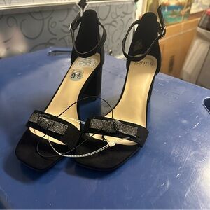 Jones New York Black Heels with Rhinestone Detail